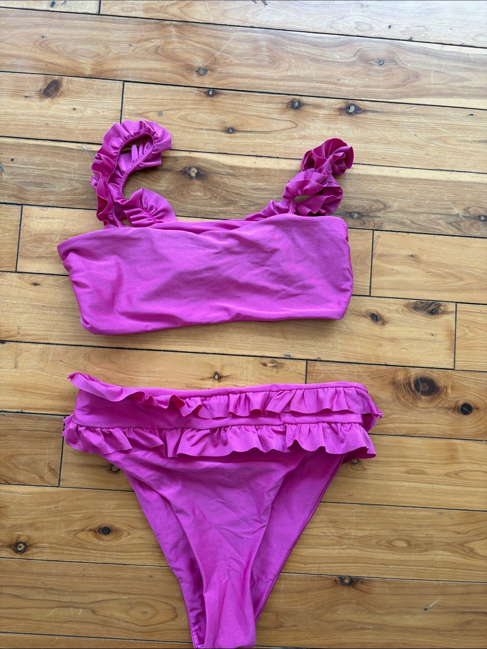 SHEIN Ruffle High Waisted Bandeau Bikini Swimsuit